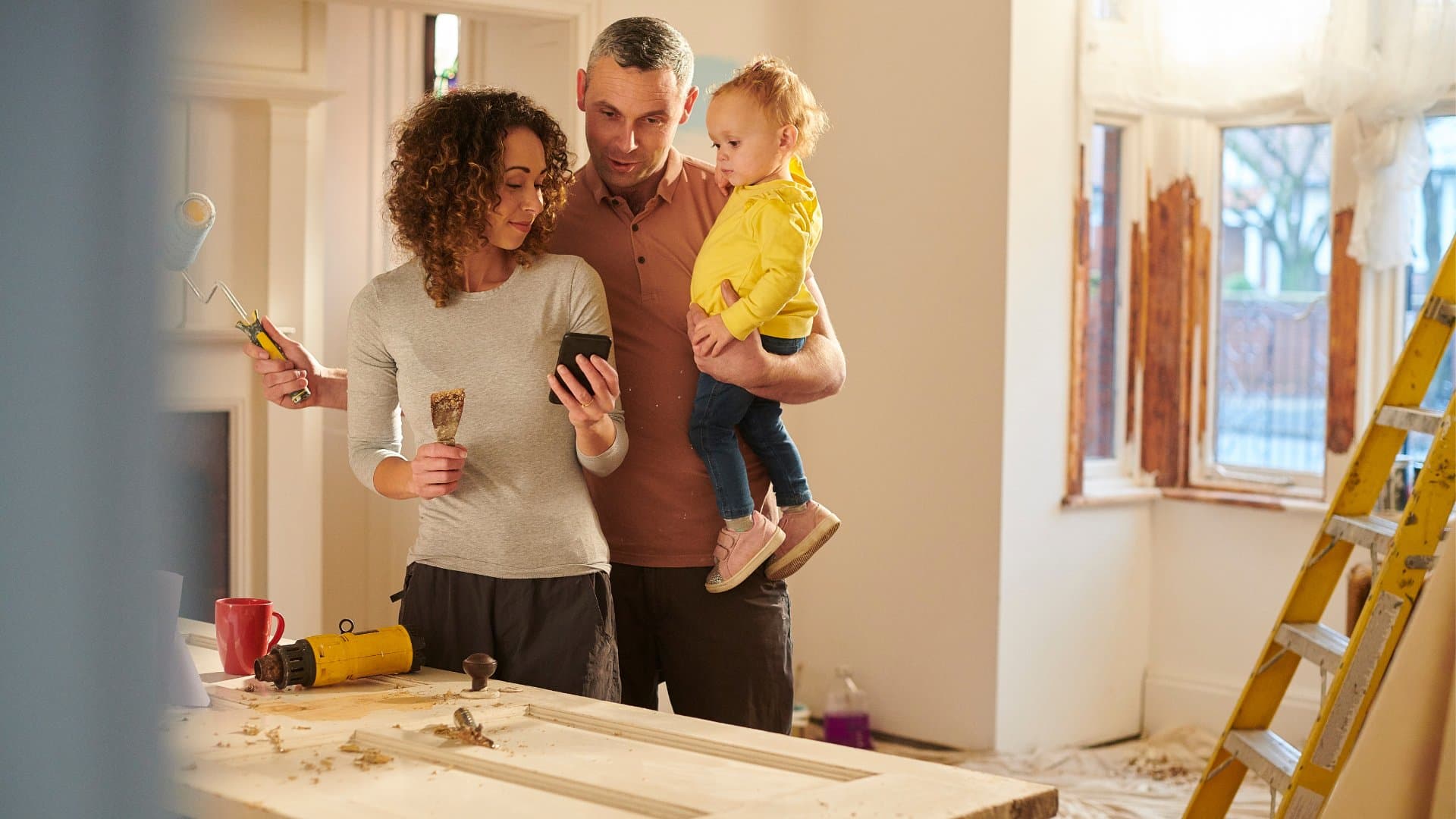 Family reviewing home renovation progress in Capital Region